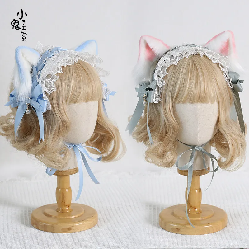 

Original Sweet Lolita Cat Ear Headband Bow Hairpin Headgear Lolita Ear Clip Hair Accessories Headband