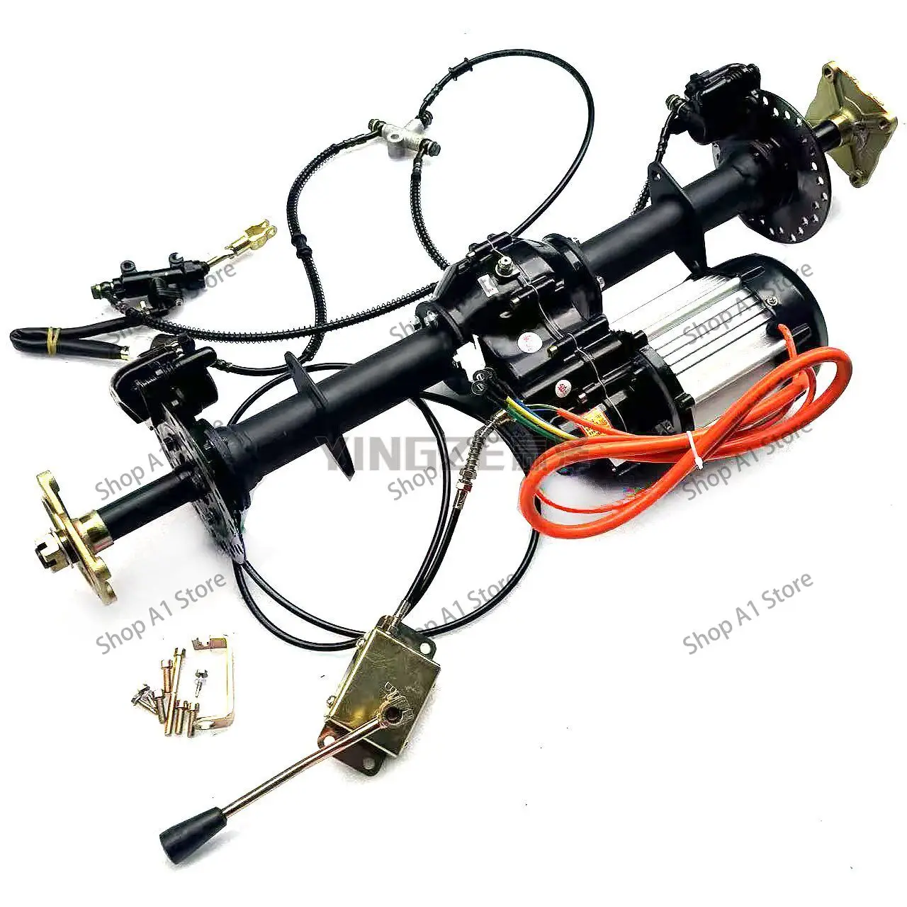 fourwheel electric beach car kart accessories differential shaft drive motor rear axle variable gear tooth bag double disc brake