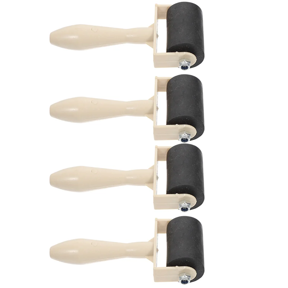 

4pcs Rubber Roller For Printmaking Ink Smooth Surface Plastic Handle Lightweight Durable Art Craft Tool Rollers