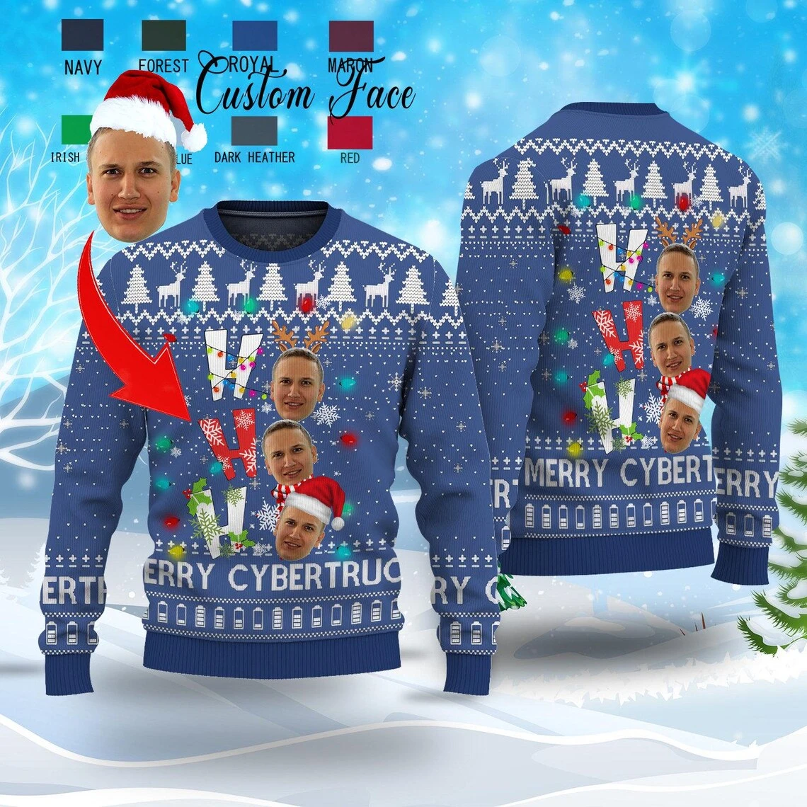 

Custom Face Photos Sweater For Men Women Diy Men's Christmas Crewneck Sweatshirt Funny Personality Xmas Hoodie For Women Clothes