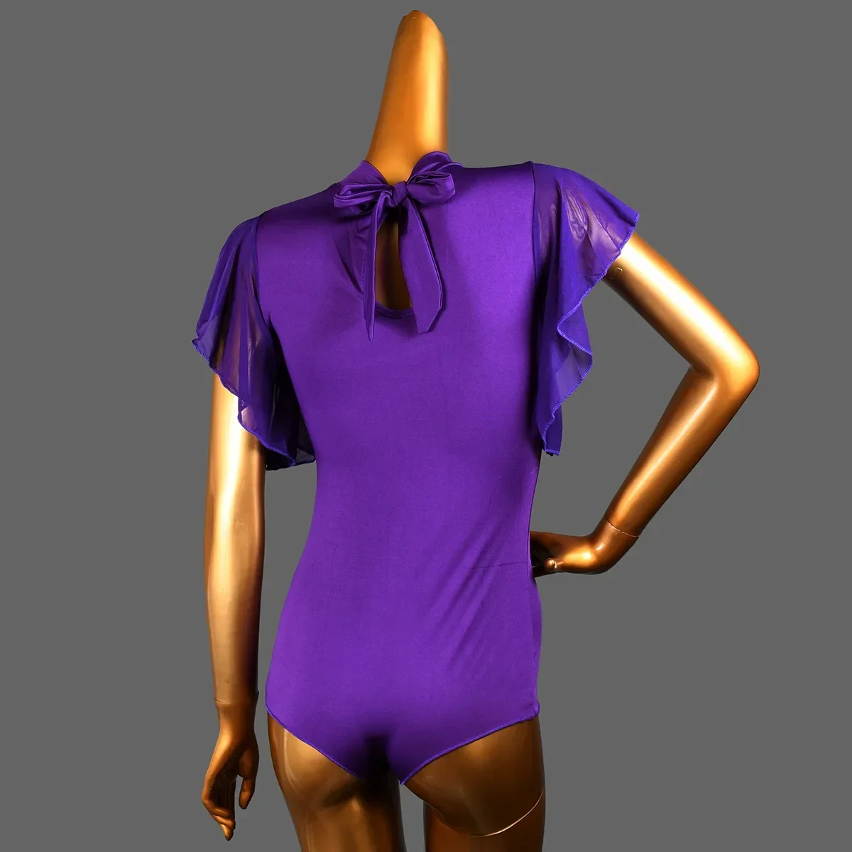 Chemise menstruelle de danse moderne pour femmes, manches papillon, couleur violette, danse latine, Gelgirls, médicaments de salle de Rhprofessionnels