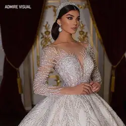 Newest Wedding Dresses For Bride  Ball Gown Sweetheart Neckline Full Sleeves With Beading Sequined Customized Vestidos De Novias