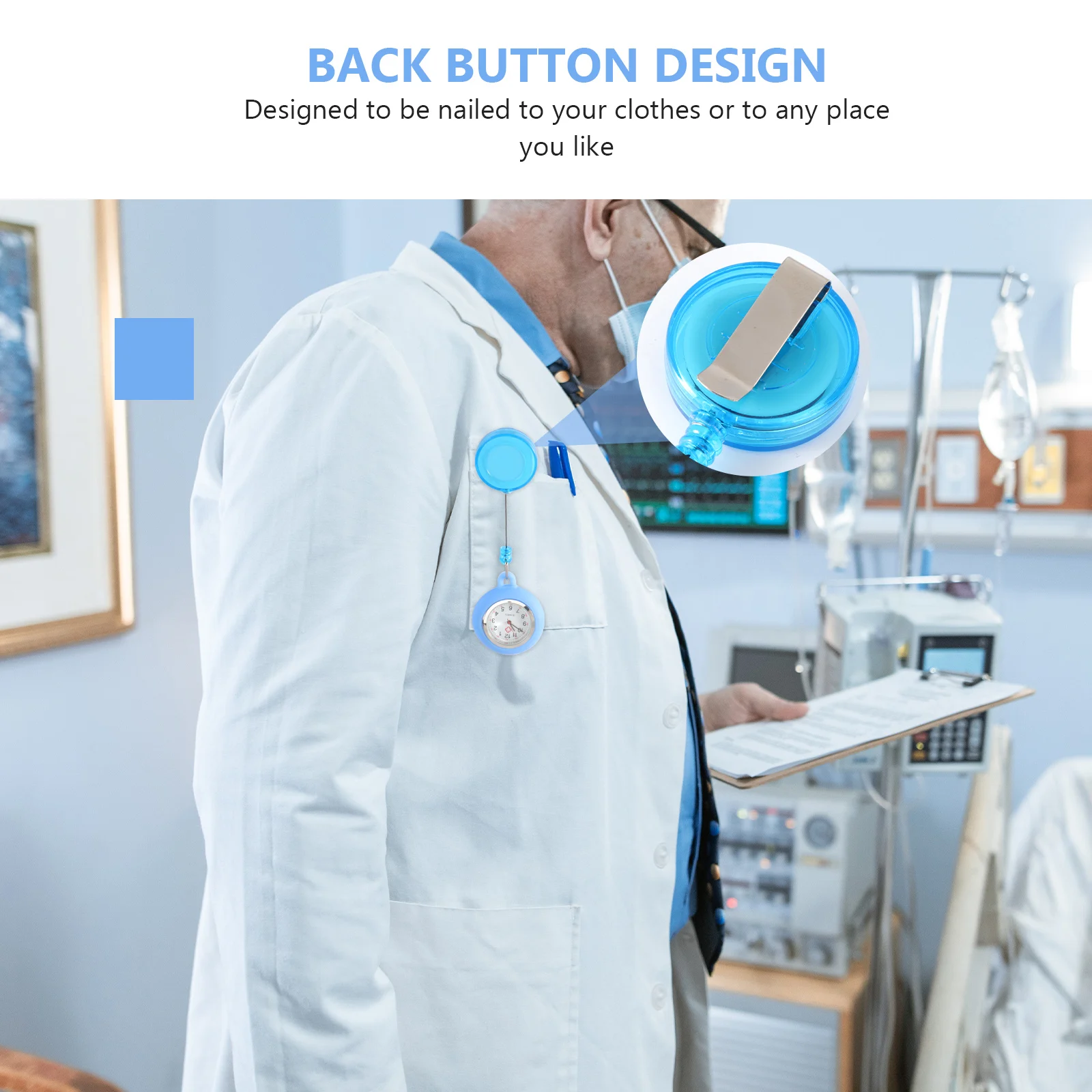 

Nurse Watch Pocket Hanging for Student Badge Reel Clip on Women Durable Clear Numbers Accurate Time Pocket Watch