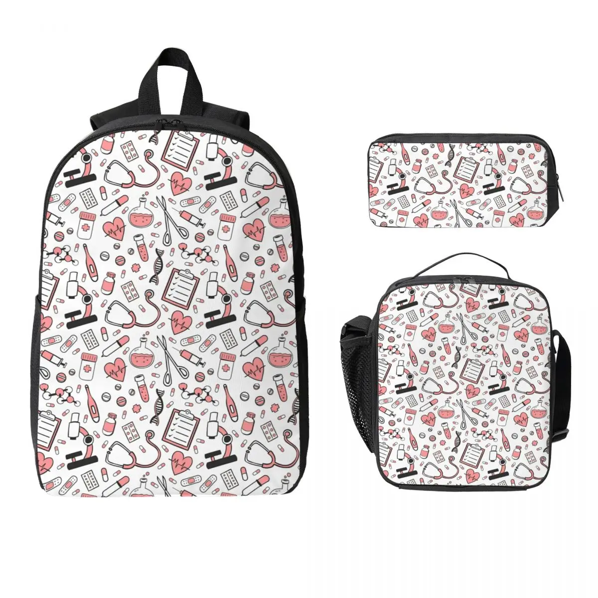 

Enfermera En Apuros Doctor Nurse Medical Backpack BookBag School Bag Laptop Shoulder Bags 3ps Insulated Lunch Bag Pencil Case