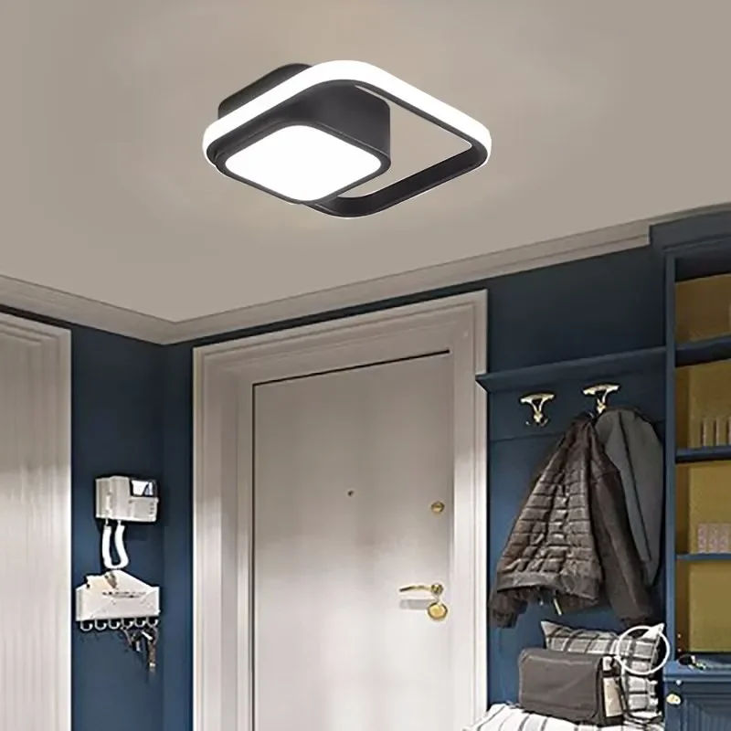 Plafonnier LED au Design Minimaliste Moderne, Disponible en Noir et Blanc, Luminaire Décoratif de Plafond, Idéal pour un Couloir, une Entrée ou un