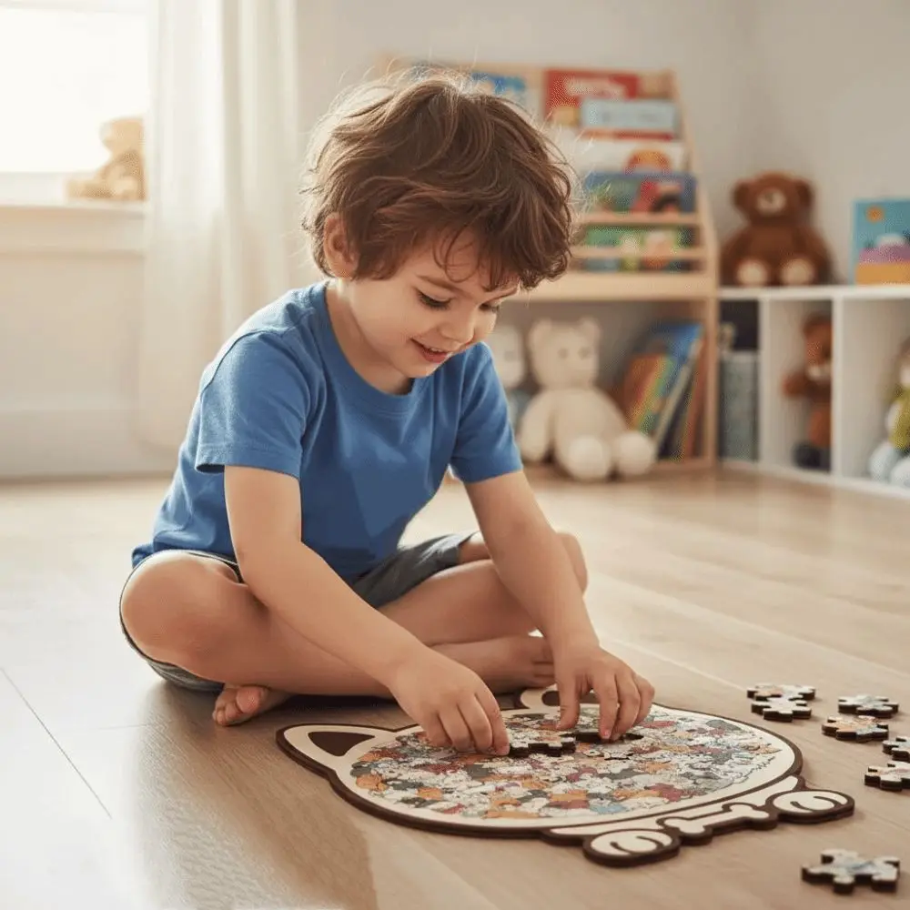 Puzzle w kształcie zwierząt, pieski, edukacja wczesnoszkolna, zabawne i trudne, drewniane puzzle z szczeniaczkami, trening myślenia, dekoracja domu