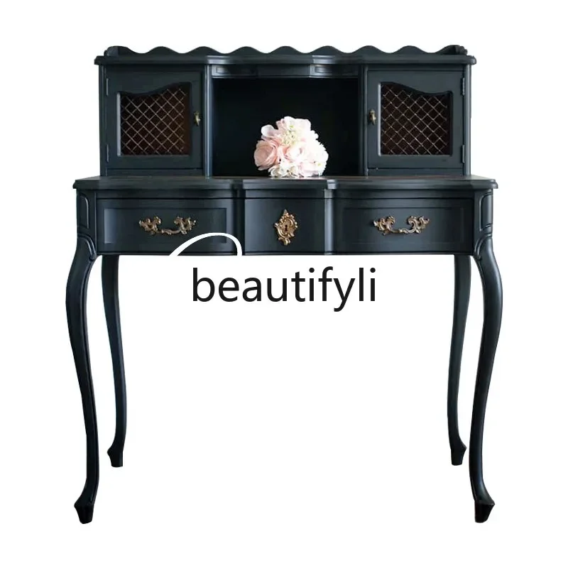 

ls 42Solid wood desk/neoclassical black writing desk/dresser/simple multi-function table