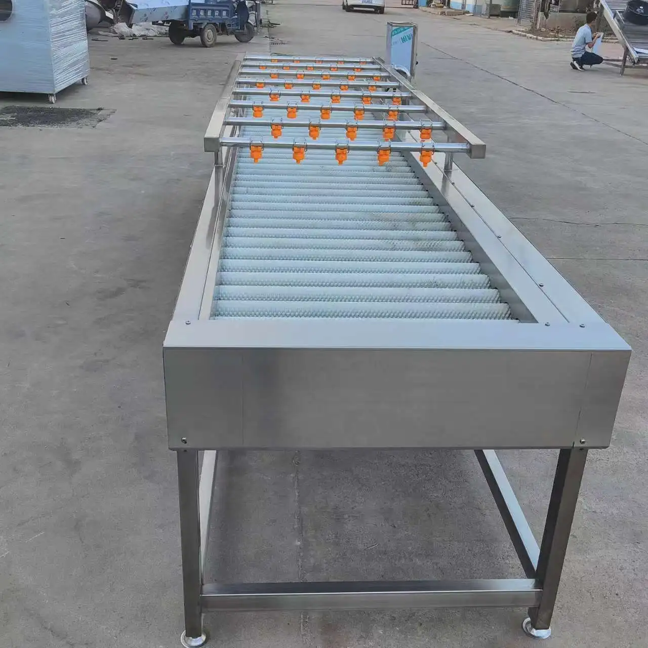 *for Competitive Price Continuous Stainless Steel Brush Cleaning Machine with Detachable Spray Pipe for Big Vegetable Factory