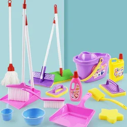 Children's Simulated Life Cleaning Toy Kids Pretend Play Cleaning Set Broom Cleaning Set with Duster Cleaning Brush Scraper Tool