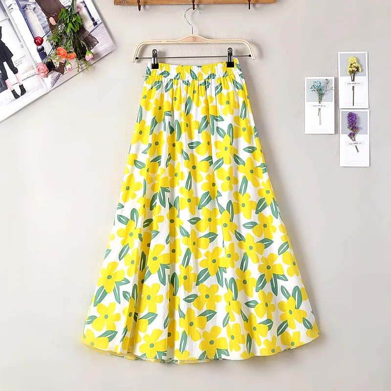 

Bohemian Spring Summer Long Floral Skirt High Waist Midi Maxi Elegant Vintage A Line Women Loose Skirts long skirts for women