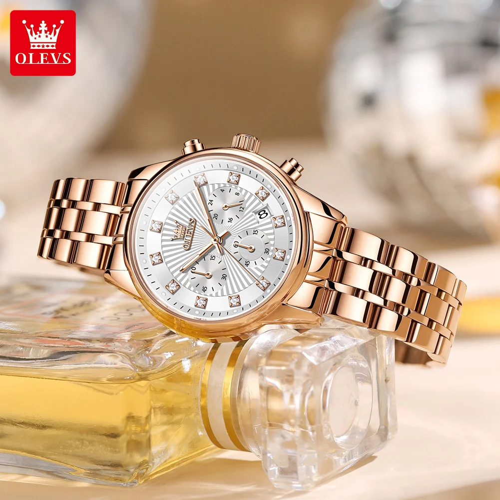OLEVS 3669 Fashion Original Quartz Movement Watch For Women 24-hour Display Dial Calendar Window Elegance Style Women Watch