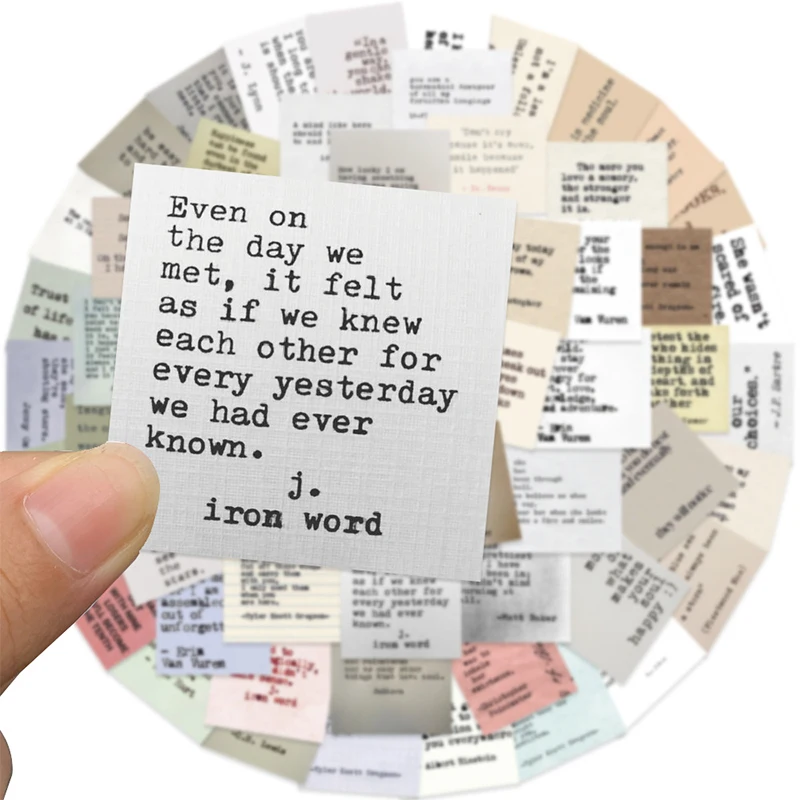50PCS Motivational Quotes Stickers Retro Typewriter Style Famous Words Inspirational Positive Stickers Journaling Scrapbooking