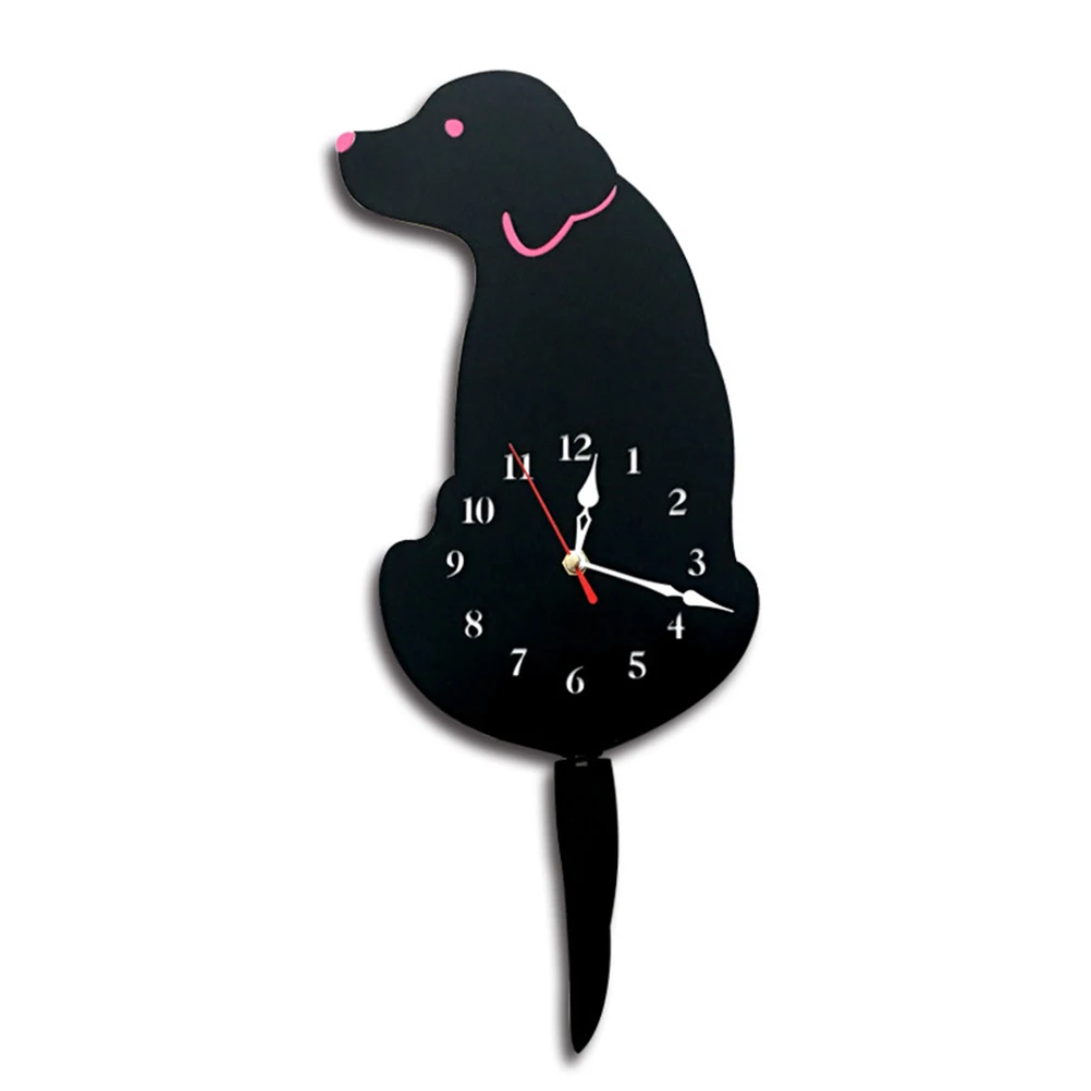 

Creative Acrylic Wall Clock Cartoon Labrador Dog Pattern Tail Wagging Lovely Bedroom Office Decorative Non-Toxic