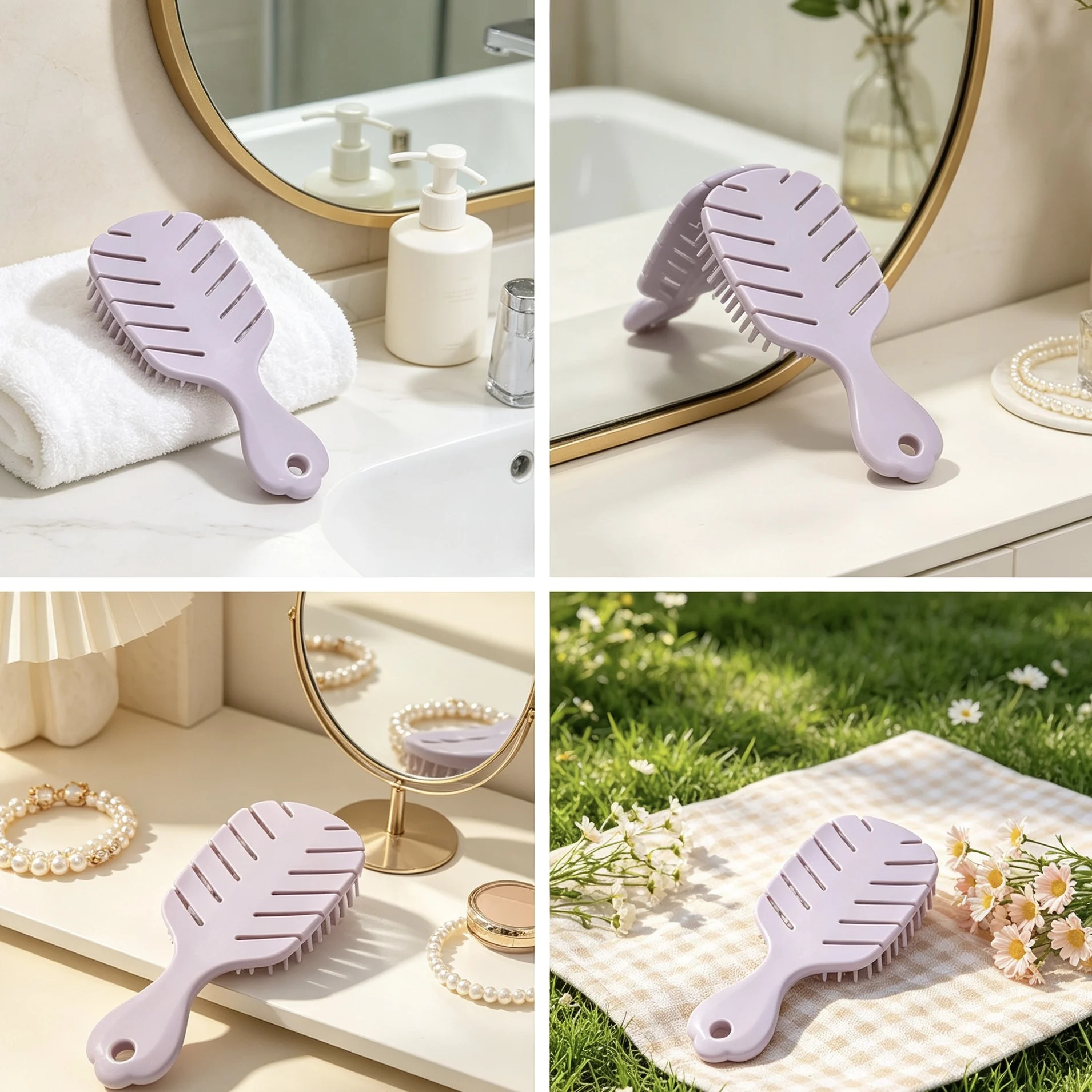 Aroma Sweet Potato Purple Portable Hollowed-Out Smooth-Flowing Comb, Compact Size for Easy Storage