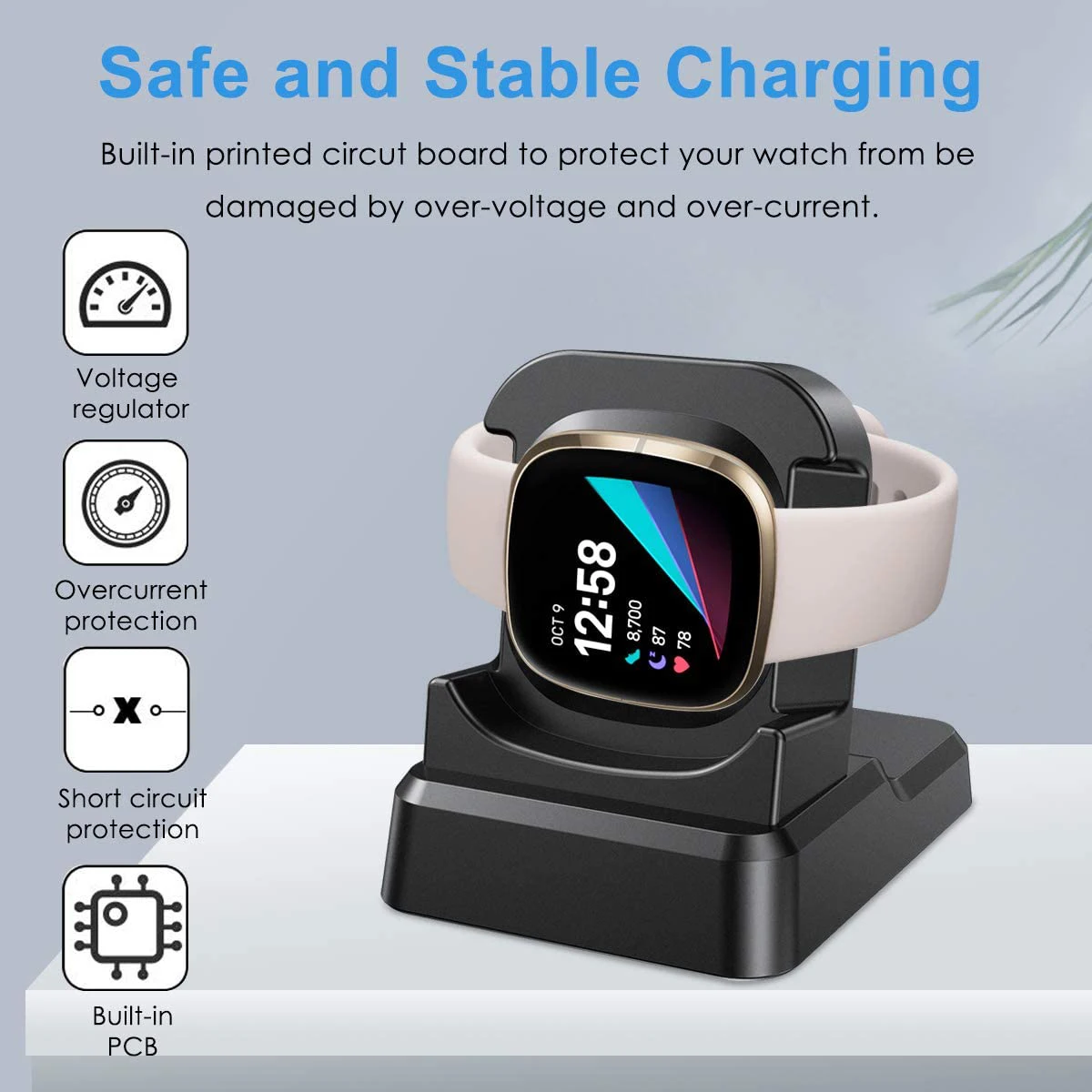 Лучшие предложения Подставка для зарядного устройства для умных часов Зарядный кабель Подставка для станции с заменой USB-шнура длиной 4,2 фута для Fitbit Sense/Versa 3