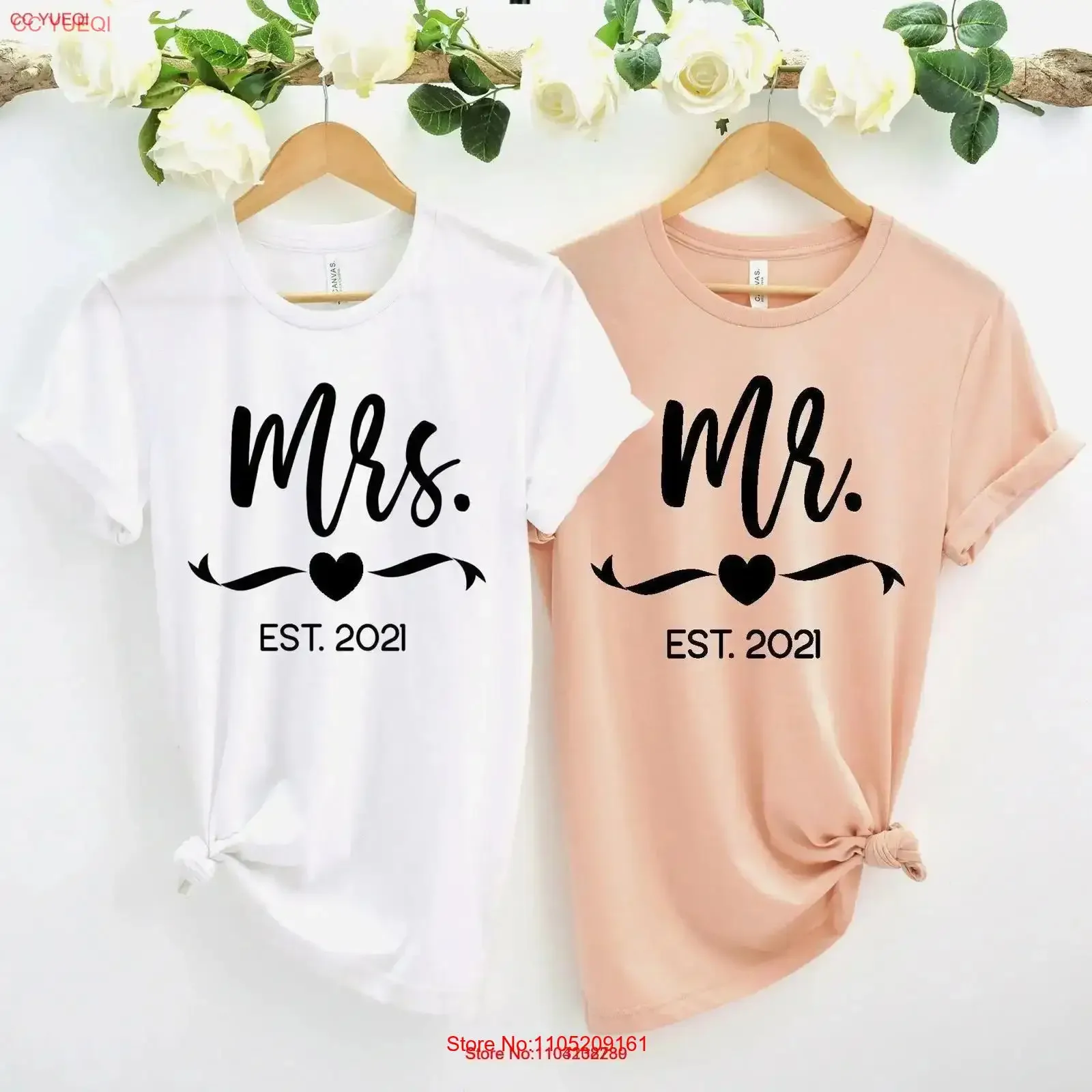 Комплект футболок «Мистер и миссис» для медового месяца, просто женатые пары, свадебная фабрика, винтажная стираная уличная одежда, удобная растягивающаяся одежда Комплект футболок «Мистер и миссис» для медового месяца, просто женатые пары, свадебная фабрика, винтажная стираная уличная одежда, удобная растягивающаяся одежда