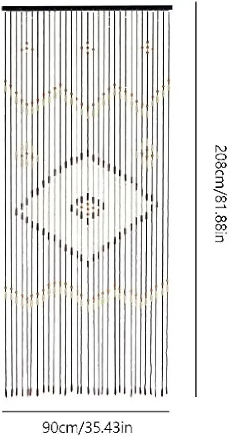 

90x208cm 31 Line Retro Wooden Bead Curtain Blinds Door Curtain for Porch Bedroom Living Room Bathroom Curtain Front Door Decor