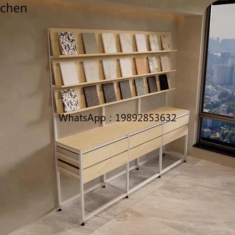 ZML Aluminum Profile Marine Board Birch Wood File Drawer Display Sample Showcase Display Cabinet Storage