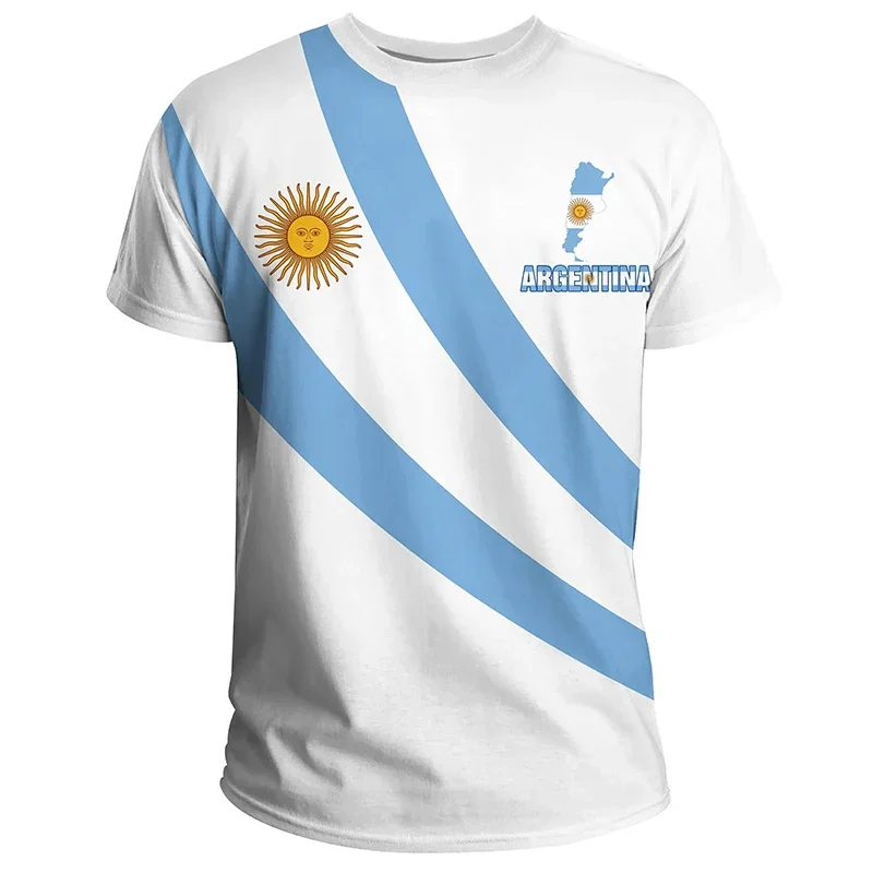 Men\'s 3D Print Pattern Pampas eagle Argentina Flag National Emblem Short Sleeve  T-shirt Football Shirt Argentina Fan Clothing