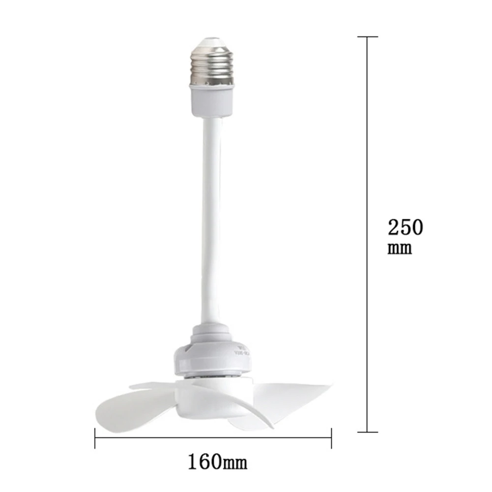 LED Mini Ceiling Fan E27 Base/USB Indoor Ceiling Fan Lamp Hose Extender Light Bulb Fan with Socket for Bedroom