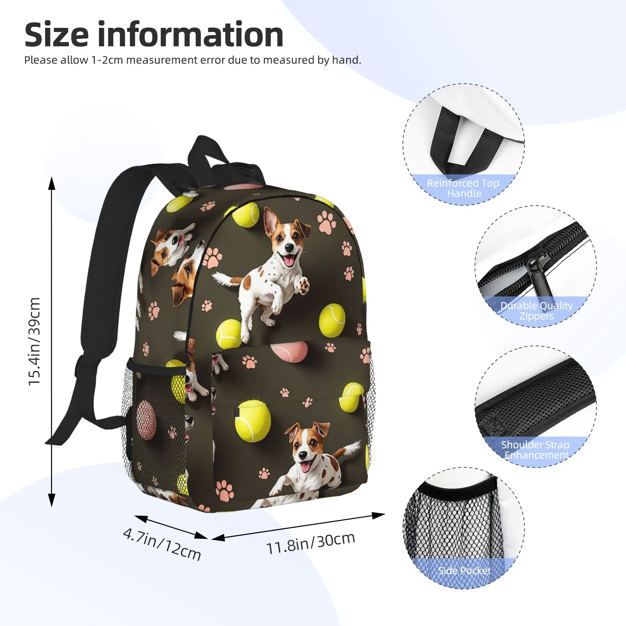 Jack Russell Terrier Dog Backpack Hot Sale Daypack Large Capacity Boys Girls BookBag Shoulder Bags for Men Women School Bag