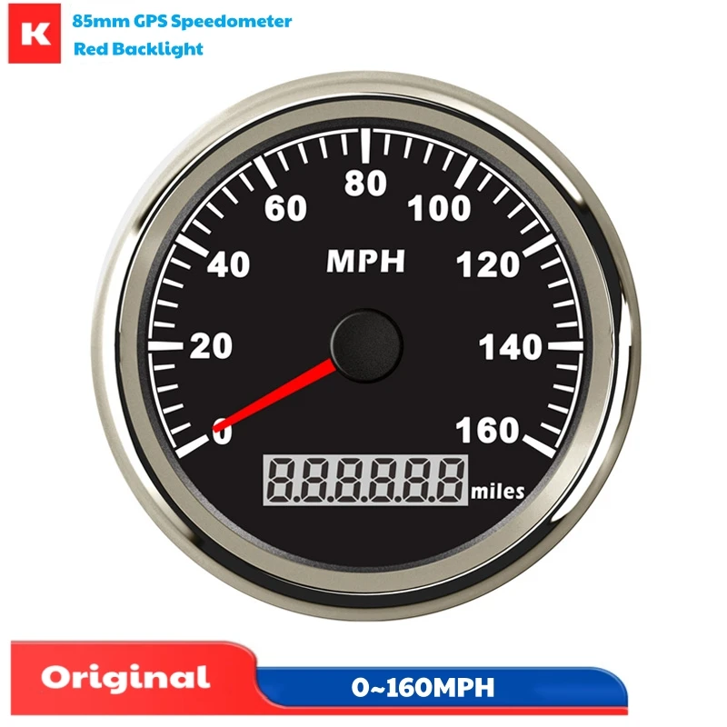 

Cars 85mm 0-160MPH GPS Speedometers Black Speed Mileometers Gauges with GPS Antenna Red Backlight for Boat Truck Yacht Vessel