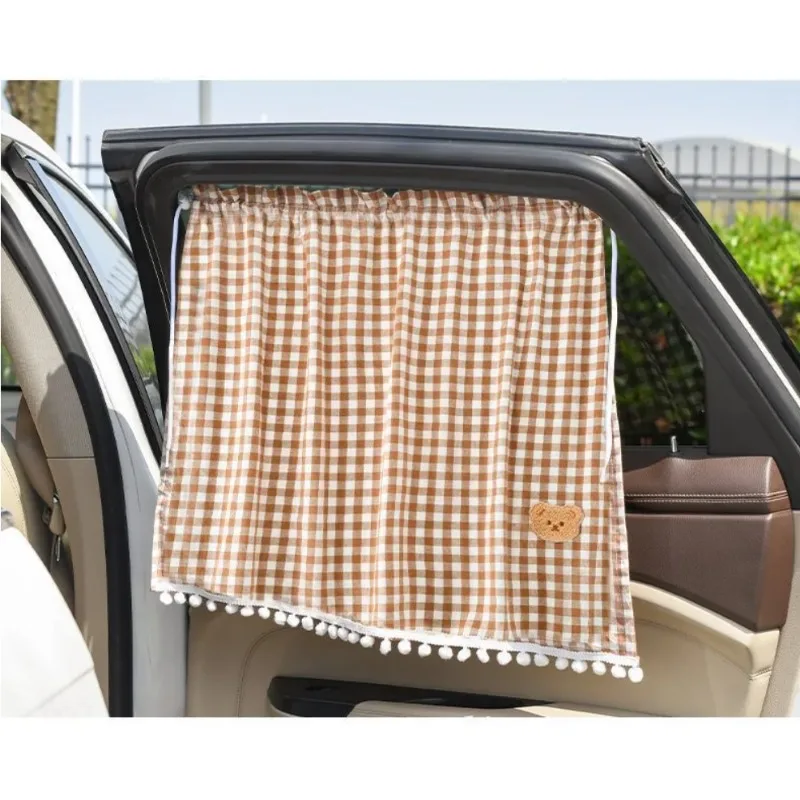 

1pair Car Rear Window Suction Cup Sun Shade Curtain,Auto Side Window Heat Insulation Sun Visor Baby Car Sunblock Curtain