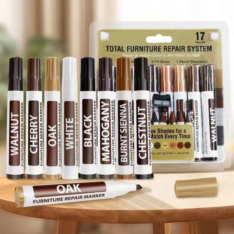 Peralatan Perbaikan Furnitur, Penanda Penghilang Goresan Kayu, Kit Perbaikan Goresan, Pengisi Cat, Alat Perbaikan Kabinet Kayu, Lantai, Meja