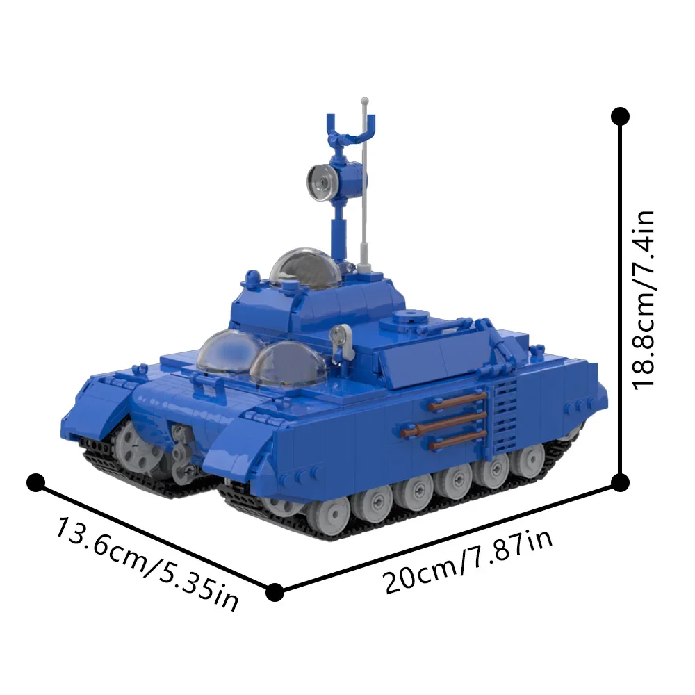 MOC-219269 Maan Tank Bouwstenen Model Populaire Anime Ontdekkingsreizigers Op De Maan Blauwe Tank Bricks Montage Speelgoed Kid Verjaardagscadeautjes