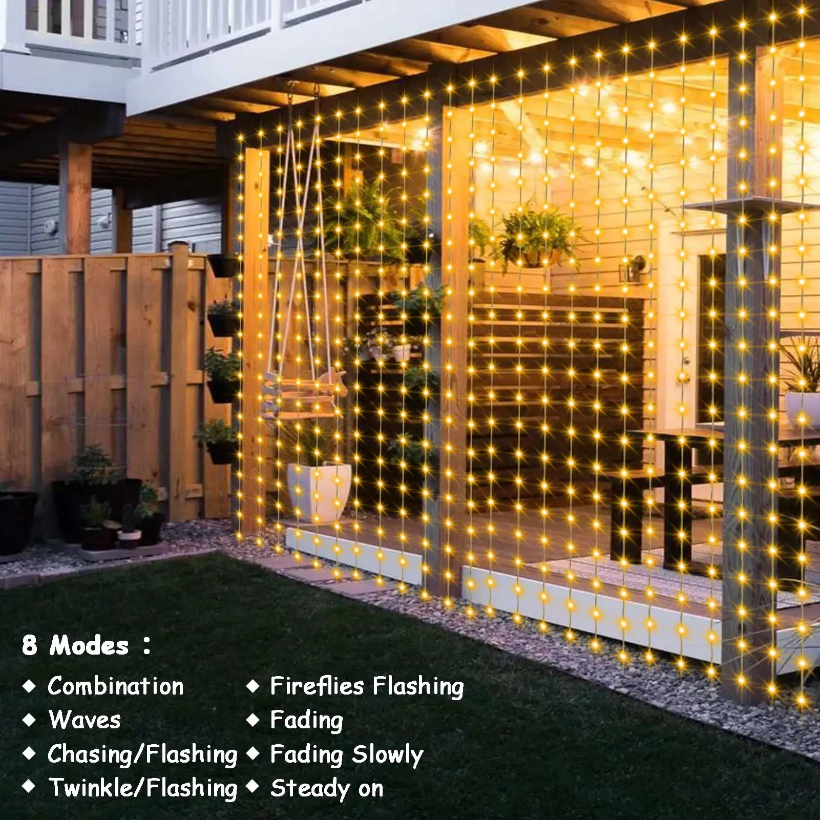 Curtain Fairy Light Waterfall 3x3m 280 LEDs Window Light 5V USB Waterproof Outdoor String Light for Christmas Patio Wall Decor