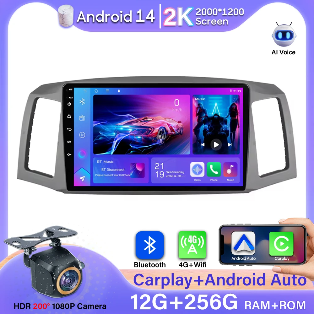 

Android 14 Car Radio For JEEP Grand Cherokee 2004-2007 Carplay Video GPS Navigation No 2din Stereo 4G Wifi Automotive Multimedia