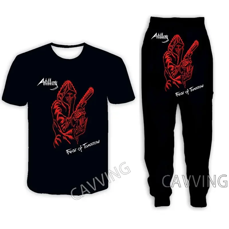 Banda de artilharia masculina e feminina 3D conjunto de calças e camiseta jogging estampado, terno casual, roupas