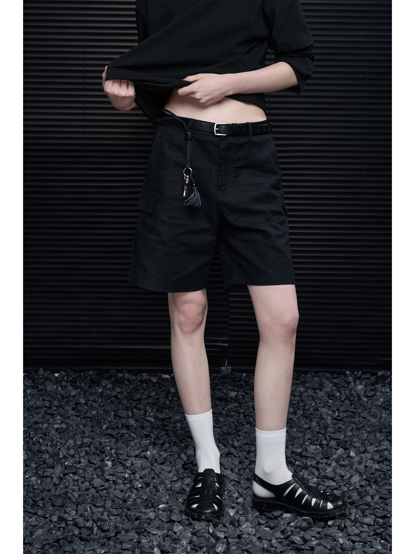 

Льняные повседневные шорты Bla для женщин, прямые, в стиле рабочей одежды, весна-лето, новинка, свободный крой, на пуговицах, с завышенной талией