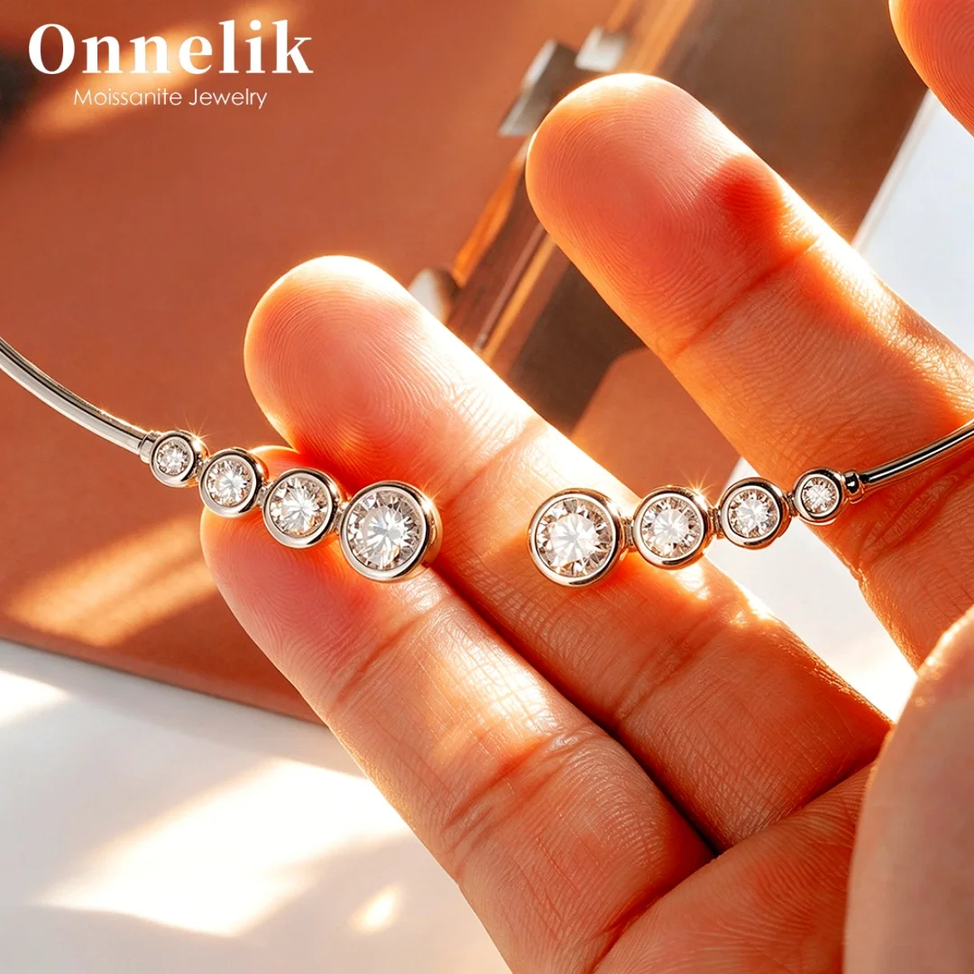 Onnelik 1CT Round Moissanite Pendant Necklace S925 Sterling Silver White/Yellow/Rose Gold Plated Fine Jewelry Gift for Women