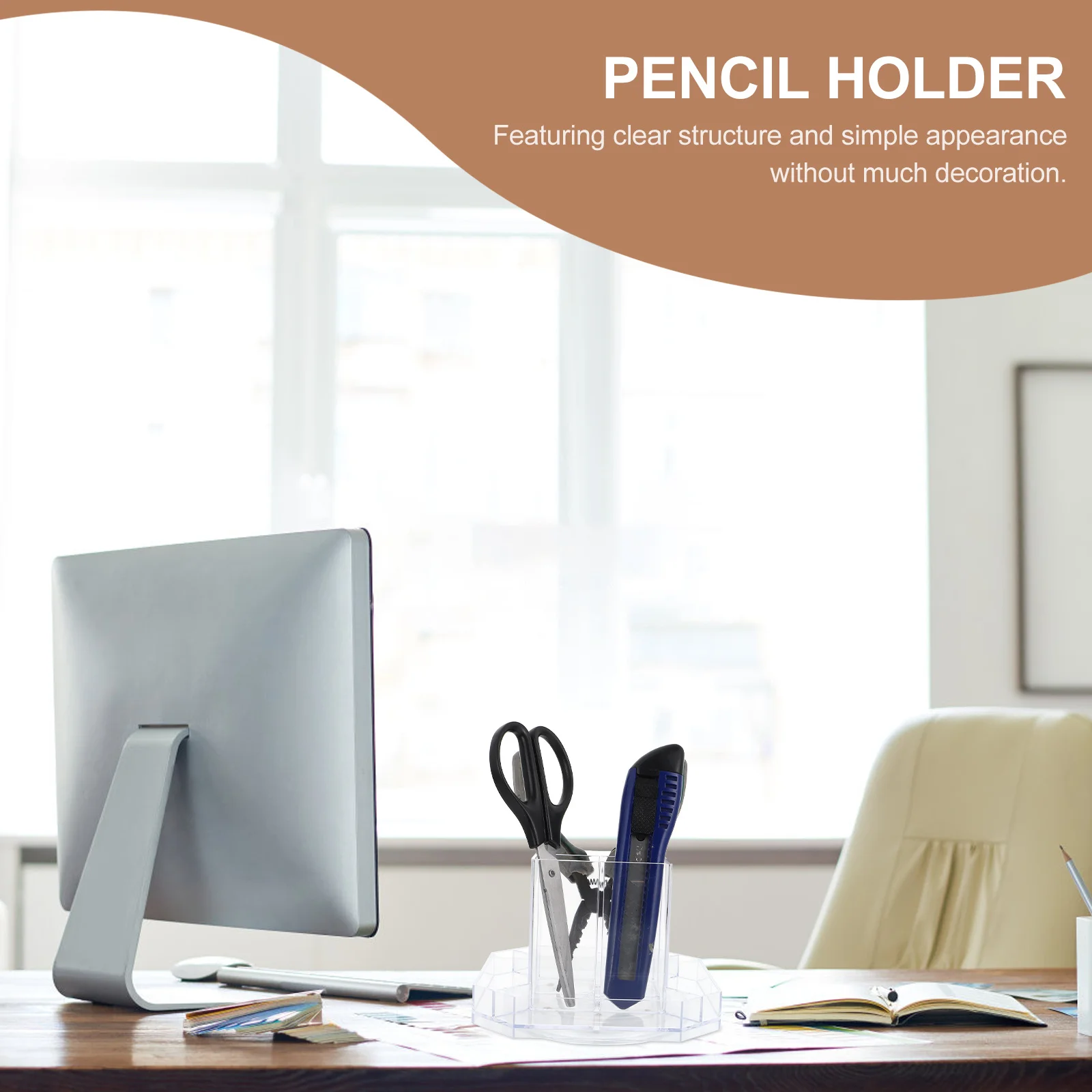 

360 Degree Rotating Acrylic Pen Holder Clear Pencil Cup Desktop Stationery Organizer Storage Pencil Holder Stationery Organizer