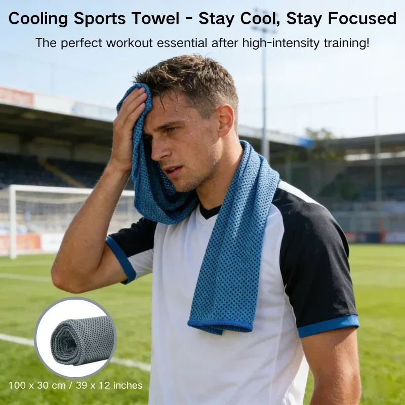 Quick Dry Cooling Towel for Gym, Running or Intense Sports, Chills When Wet, Sweat Absorbing, Lightweight Breathable Sports Gear