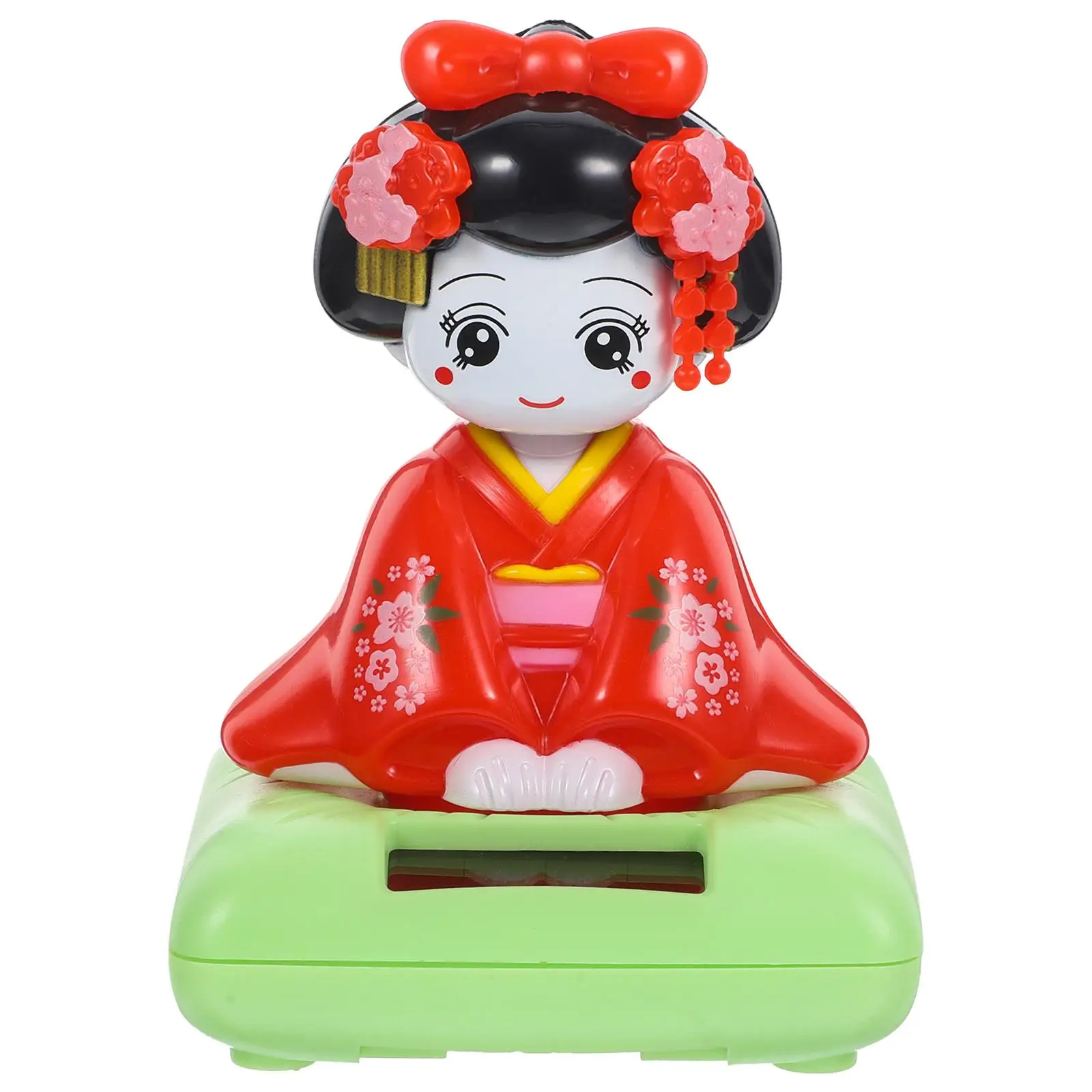 Shaking Kimono Figurine Solar Car nament Small Plastic Desktop Decor Vivid Cartoon Appearance Easy to Use Compact Size