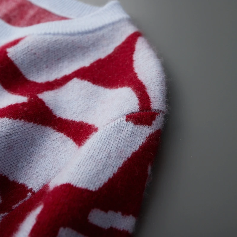 New Men's Sweater 100% Cashmere Autumn Winter Fashion Knitted Jacquard Pullover Color blocked O-Neck Thickened Men's Wear Top