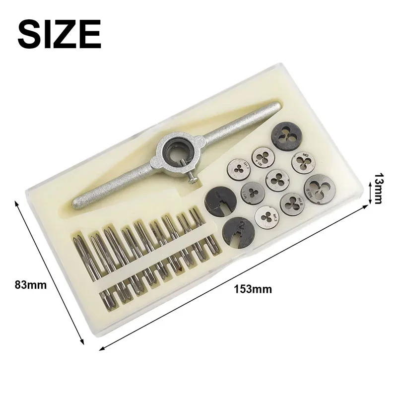 31PCS Metric Tap Die Set HSS Metric Tap Die Set Screw Thread Plugs Taps Holder Wrench M1-M2.5 Screw Thread Plugs Taps Hand Tools