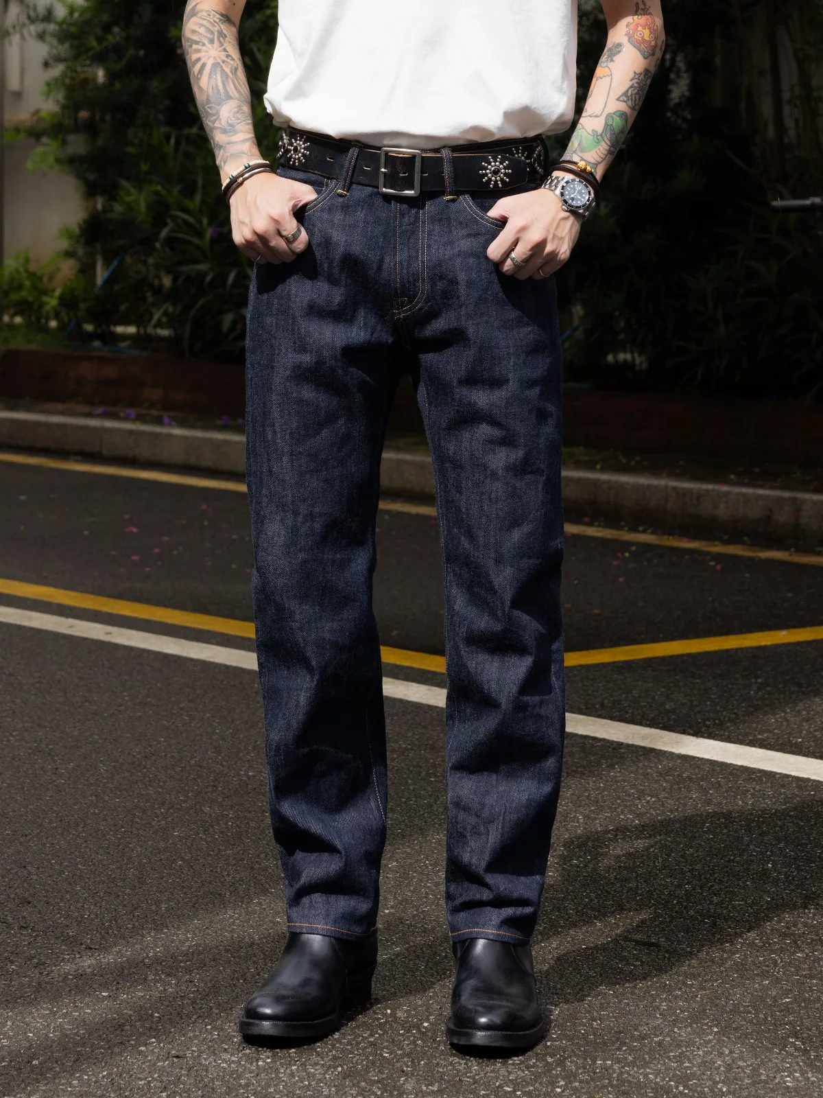 Red Tornado 12.5oz Slim Straight Fit Selvedge Denim Jeans WWII Era Inspired Classic Men's Five Pocket Pants