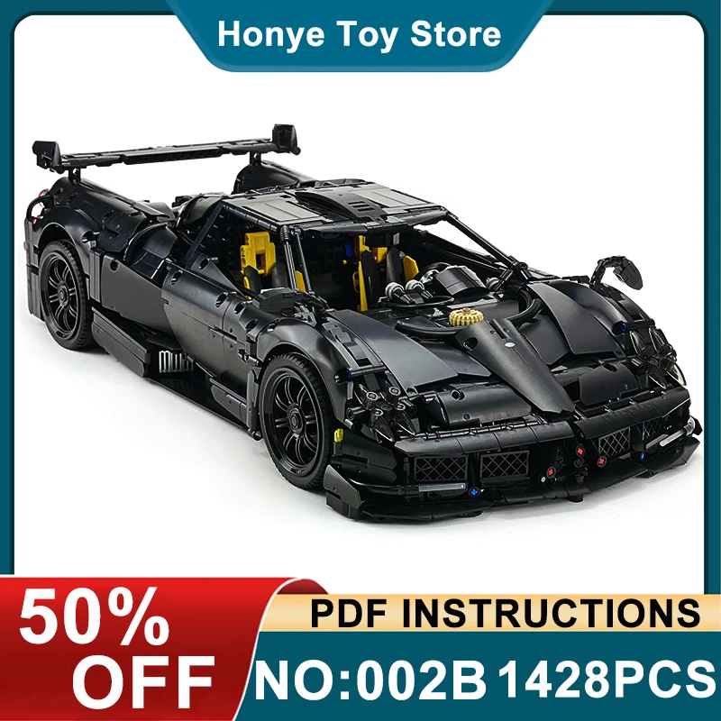 Preto huayra super carro esportivo de alta tecnologia 1:8 modelo bloco de construção montagem de tijolo 3d puzzle brinquedos diy brithday presentes de natal crianças