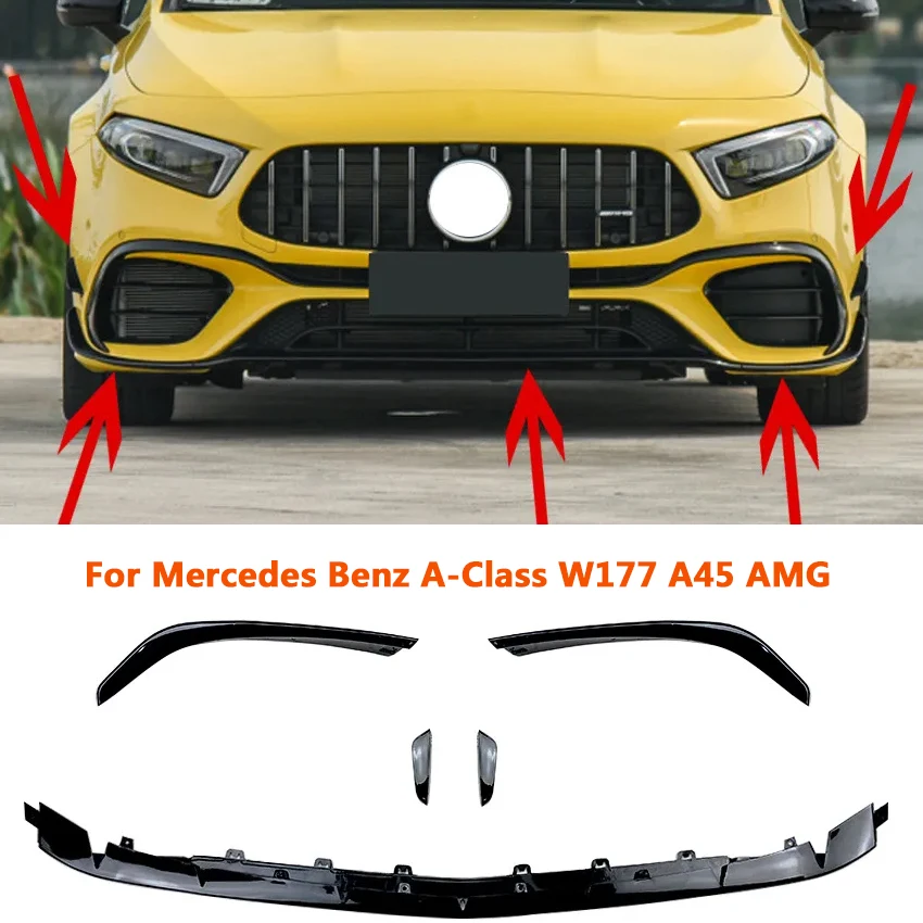 

For Mercedes Benz A-Class W177 A45 AMG Front Bumper ans Front Wind Blade Sports Aerodynamic Kit Exterior Decoration Modification