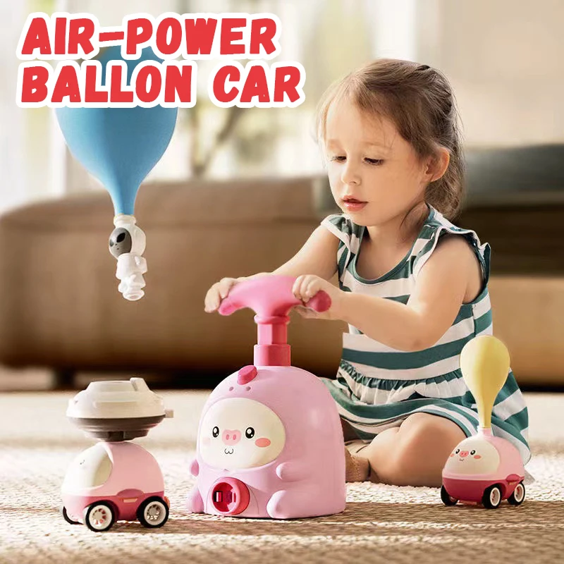 Educational Power Balloon Car Air Power Montessori Toy Inertial Launch Sliding Car Cute Animal Model Toys for Children Gift