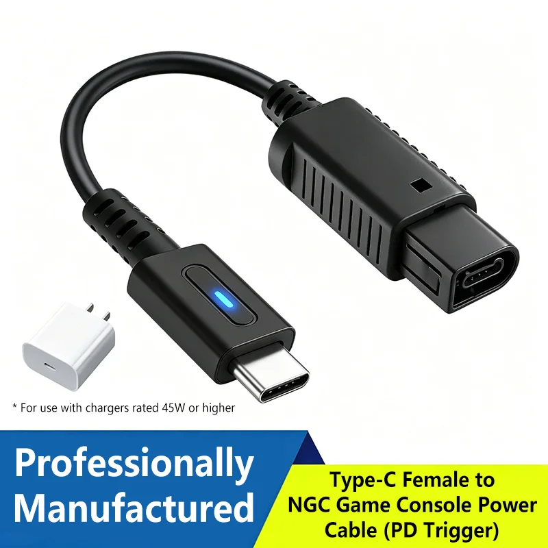 12cm Type C 45W PD Charge Cable For NGC Console USB C Gaming Power Supply Cord For Nintendo Game Cube Charge Game Console Wire