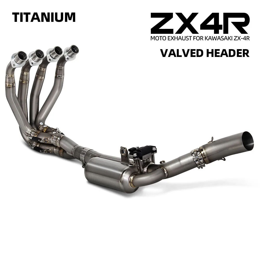 

For Kawasaki ZX4R ZX4RR ZX-4R ZX-4RR 2023-2026 Motorcycle Exhaust 60MM Front Link Pipe Kit with Electronic valve