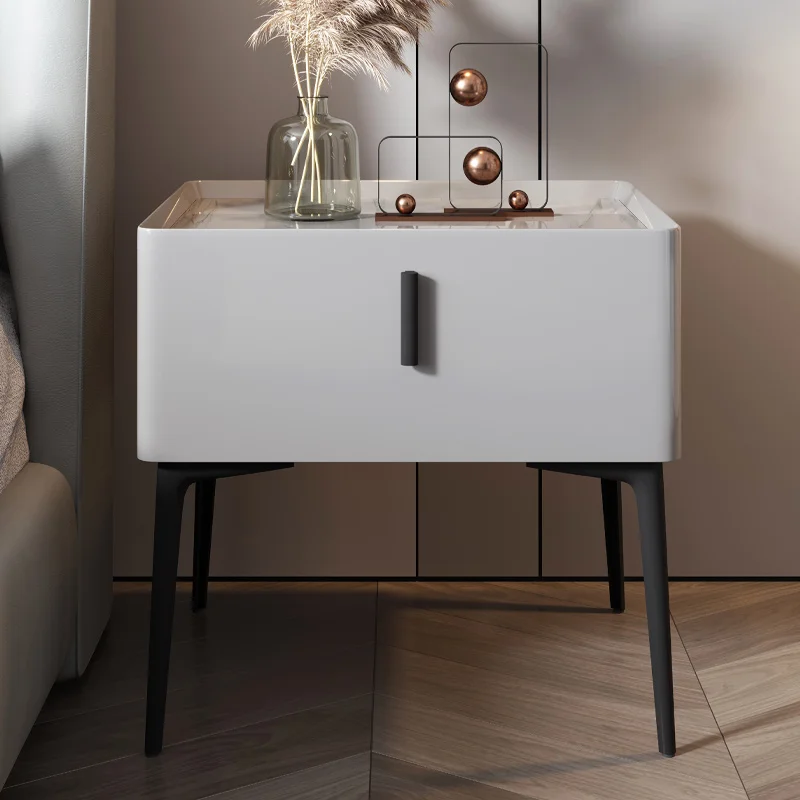 

All solid wood bedside table, high-end ins style, modern and simple, small size and light luxury, white simple model.