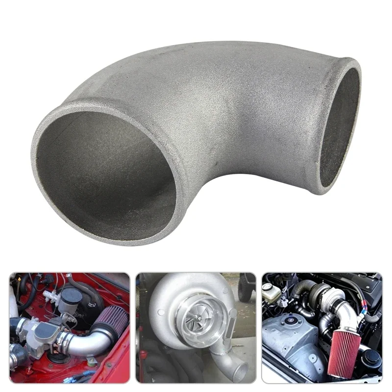 Cast Aluminum 90 Degree Reducer Elbow Pipe OD 3.5 to 3 Inch Universal Turbo Intercooler Throttle Valve Silver Tube