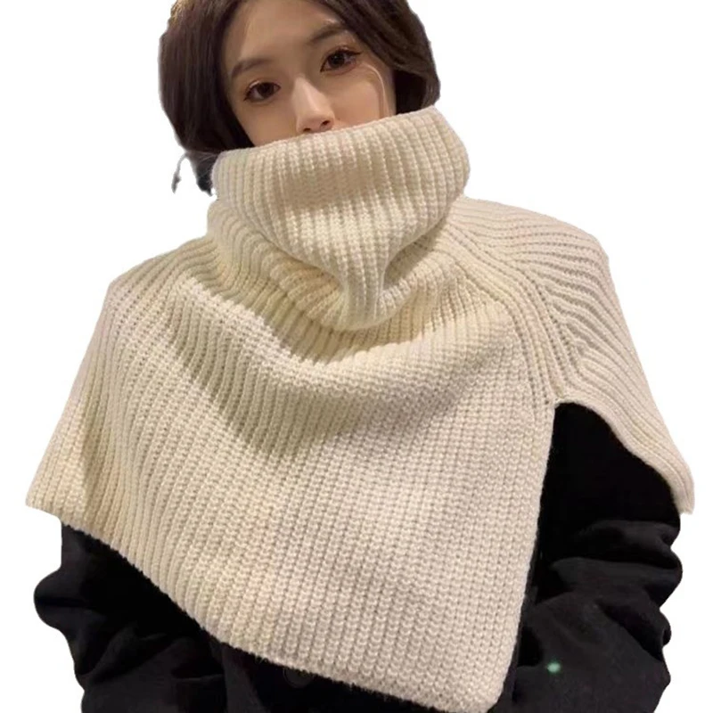 Pullover Scarf Knitted Shawl Winter Scarf False Collar Coat Bib Warm Scarf Turtleneck Slit Jumper Shawl Clothes Accessories