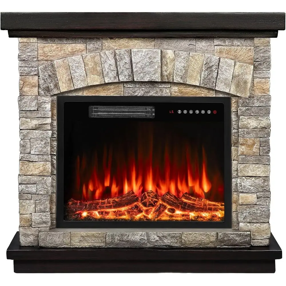 

Electric Fireplace with Mantel, 23 inch Electric Fireplace Insert, TV Stand Freestanding Heater with Remote Control Timer LED Fl