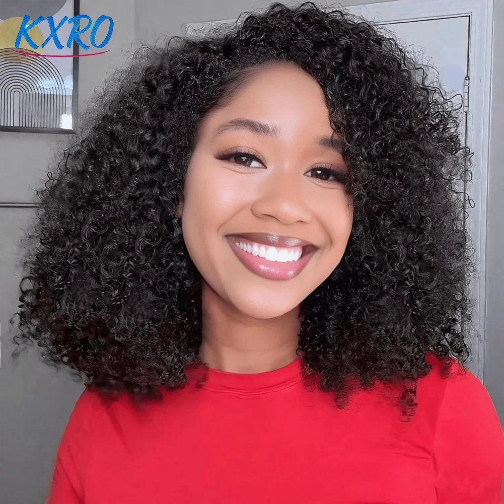 32 Inch Natural Black Curly Brazilian Remy Human Hair 3 In 1 Half Wig 200% Density  Leave Out Full Machine Made Seamless Clips Adjustable Drawstring Soft Bouncy Minimal Shedding Heat Resistant Wigs For Black Women